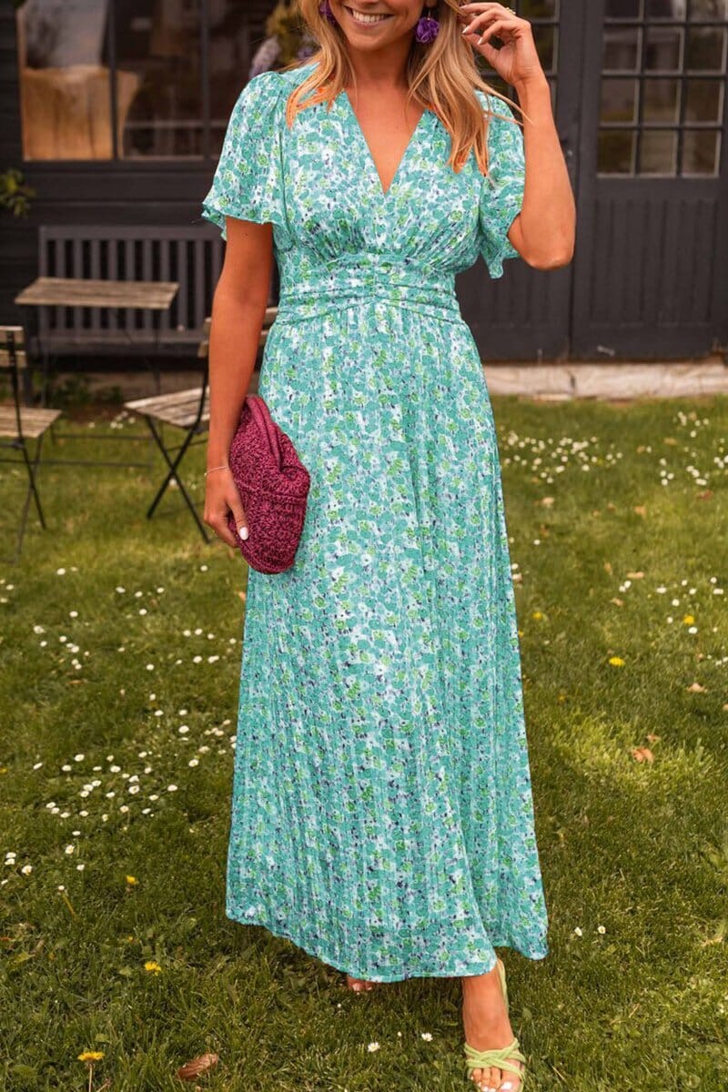 Sandra™ | Sommerliche Maxikleid mit V-Ausschnitt und Blumenmuster