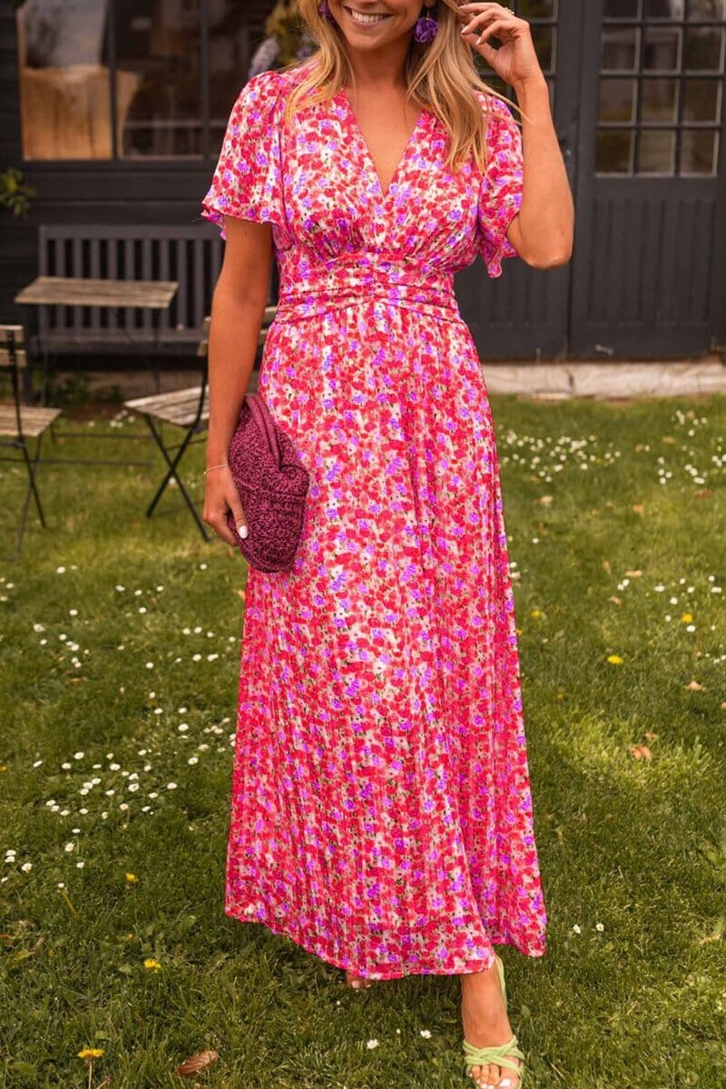 Sandra™ | Sommerliche Maxikleid mit V-Ausschnitt und Blumenmuster