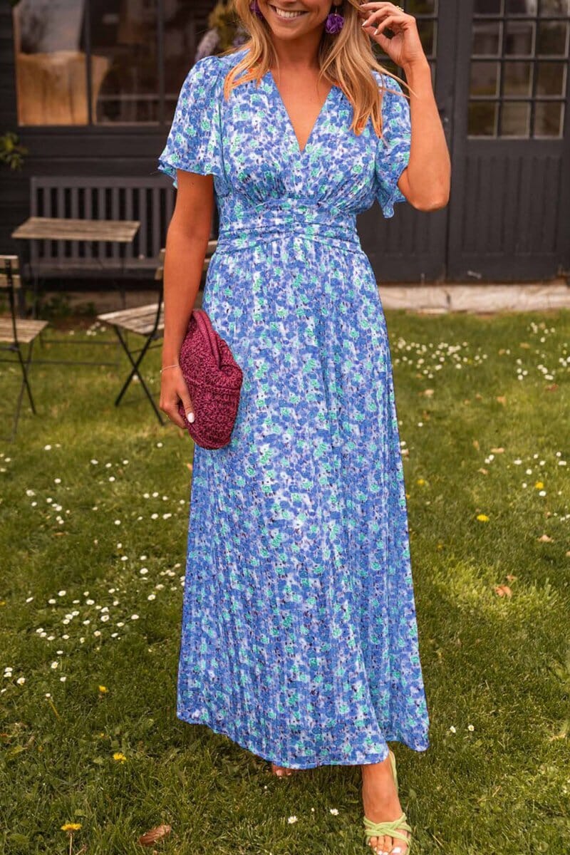 Sandra™ | Sommerliche Maxikleid mit V-Ausschnitt und Blumenmuster
