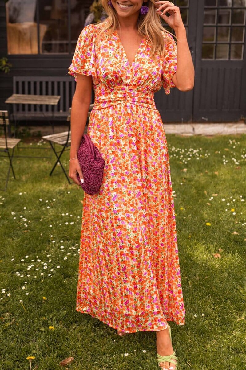 Sandra™ | Sommerliche Maxikleid mit V-Ausschnitt und Blumenmuster