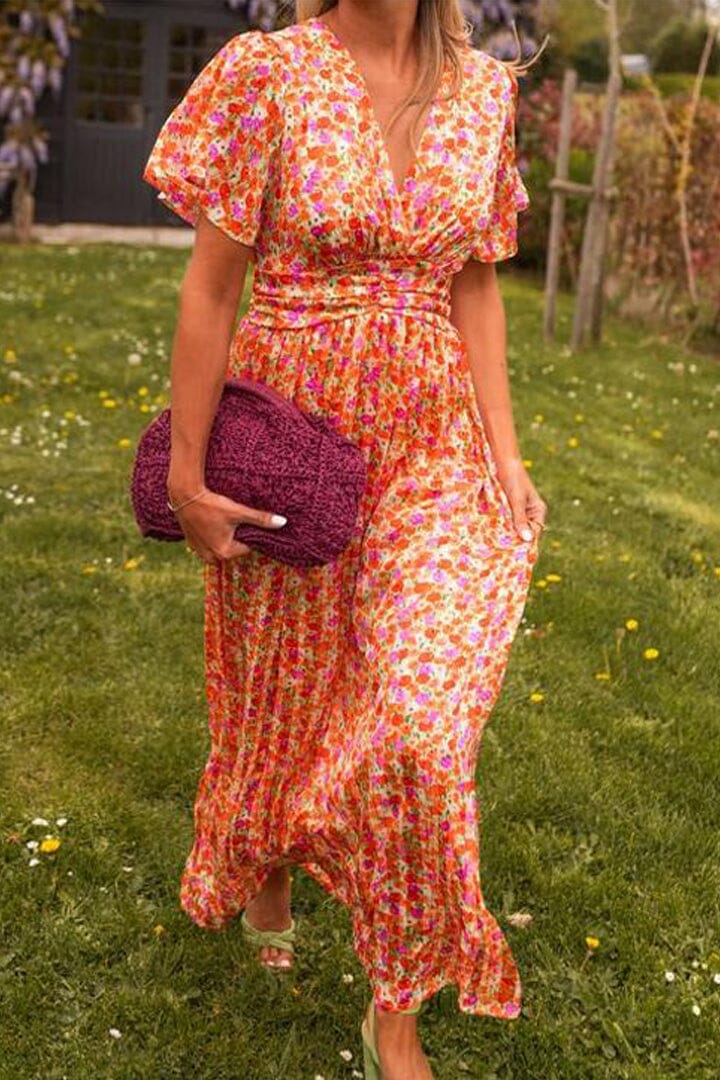 Sandra™ | Sommerliche Maxikleid mit V-Ausschnitt und Blumenmuster