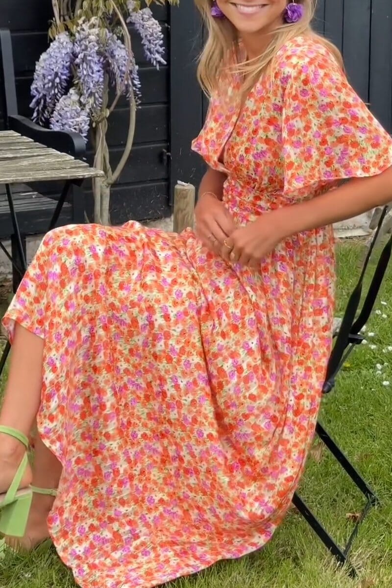 Sandra™ | Sommerliche Maxikleid mit V-Ausschnitt und Blumenmuster